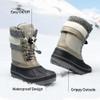 DREAM PAIRS Boys Girls Snow Boots Water-Resistant Outdoor Warm Cozy Anti-Slip Mid Calf Faux Fur Lining Insulated Winter Shoes for Little/Big Kids,Size 11 Little Kid,Lt Grey,KMONTE-1 view 4