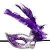 Awlsyj Women's Feather Masquerade Mask Venetian Halloween Mardi Gras Costumes Party Ball Prom Mask (ZA Silver Purple) view 3