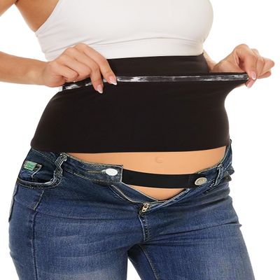 Rheane Belly Band For Pregnant Women Maternity Belly Band Pregnancy Pants Extender (Black 4)