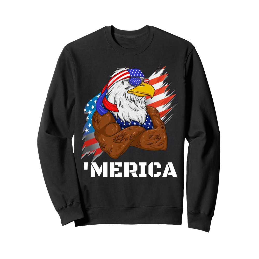 Merica Freedom American USA Eagle Patriotic 4th of July Sweatshirt