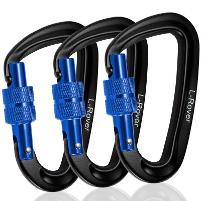 3 Heavy Duty Carabiner Clips 12kN (2697 lbs)-Lightweight Locking Carabiners for Securing PetsCamping, Hiking, HammockOutdoor and Gym etc, Keychains& Utility