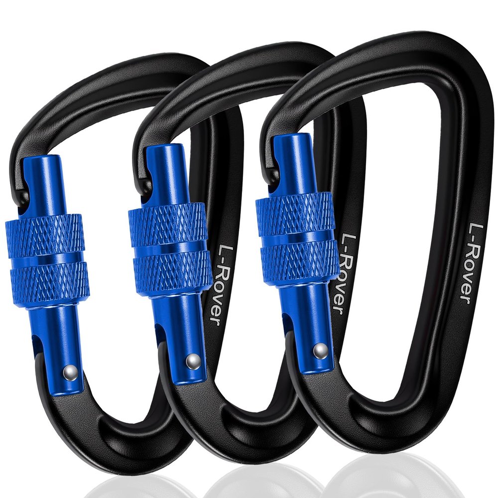 3 Heavy Duty Carabiner Clips 12kN (2697 lbs)-Lightweight Locking Carabiners for Securing PetsCamping, Hiking, HammockOutdoor and Gym etc, Keychains& Utility