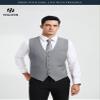 HISDERN Men's Suit Vest Grey Business Formal Dress Waistcoat Vest Wedding with 3 Pockets for Suit or Tuxedo view 2