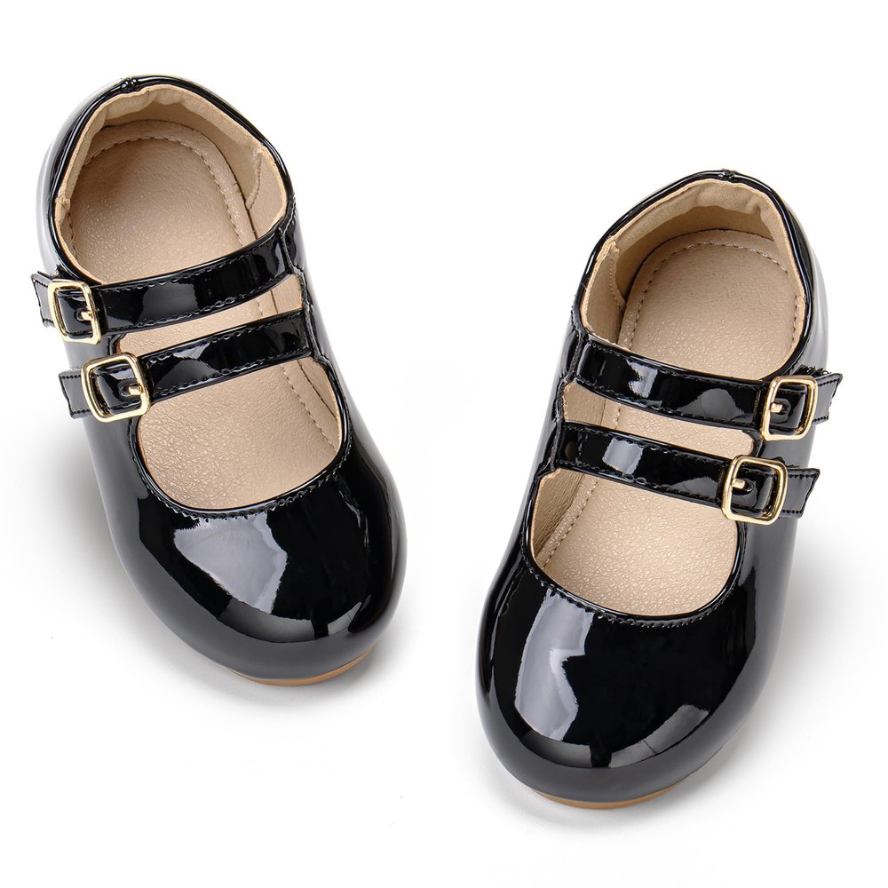 Otter MOMO Toddler/Little Girls Mary Jane Ballerina Flats Shoes Slip-on School Party Dress Black Shoes Size 10