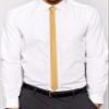 GUSLESON 4cm Slim Silk Tie Solid Gold Yellow Ties For Men Skinny Necktie (0801-11) view 3