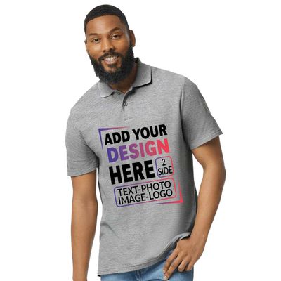 Custom Personalized Cotton Polo Shirts for Men and Women Custom Prints - Upload Your Design - Custom Sports Gray Polo Small