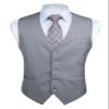 HISDERN Men's Suit Vest Grey Business Formal Dress Waistcoat Vest Wedding with 3 Pockets for Suit or Tuxedo view 1