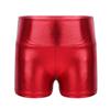 easyforever Girls Shiny Metallic Dance Booty Shorts Gymnastics Athletic Yoga Shorts Ballet Dance Hot Pants Bottoms Red 12 Years view 1