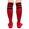 COUVER Striped Women's Cotton Knee High Tube Socks, Women Shoe Size 5-9, Red/Black, 1 Pair view 2