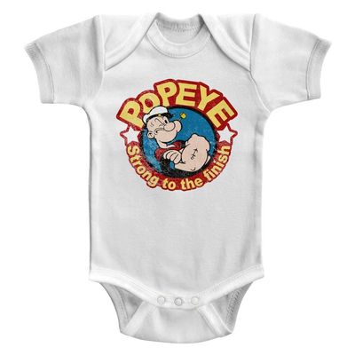 A&E Designs Popeye Infant Romper Strong to The Finish White, 6M