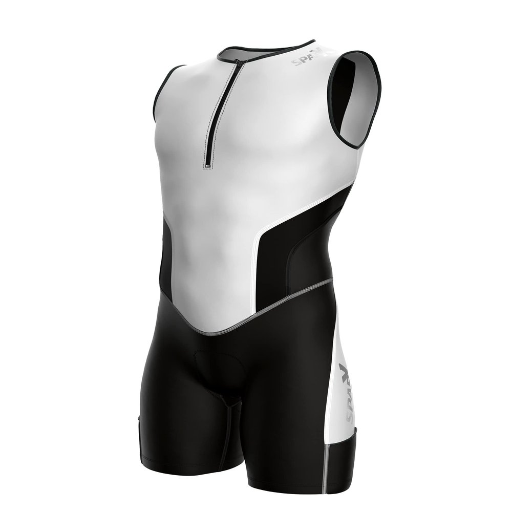 Sparx X Triathlon Suit Men Racing Tri Cycling Skin Suit Bike Swim Run (White_Elite, Small)