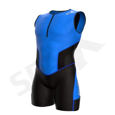 Sparx X Triathlon Suit Men Racing Tri Cycling Skin Suit Bike Swim Run (ElectricBlue_Elite, Large)