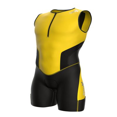 Sparx X Triathlon Suit Men Racing Tri Cycling Skin Suit Bike Swim Run (Yellow_Elite, 2XL)