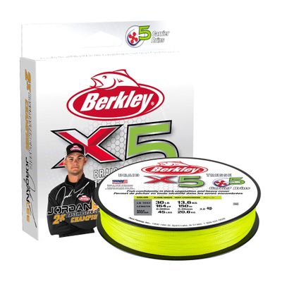 Berkley Jordan Lee x5 Braid Superline, Flame Green, 30-Pound Break Strength, 328yd Fishing Line, Suitable for Freshwater Environments