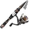 PLUSINNO Fishing Rod and Reel Combos, Toray 24-Ton Carbon Matrix Telescopic Fishing Rod, 12 +1 Shielded Bearings Stainless Steel BB Spinning Reel view 1
