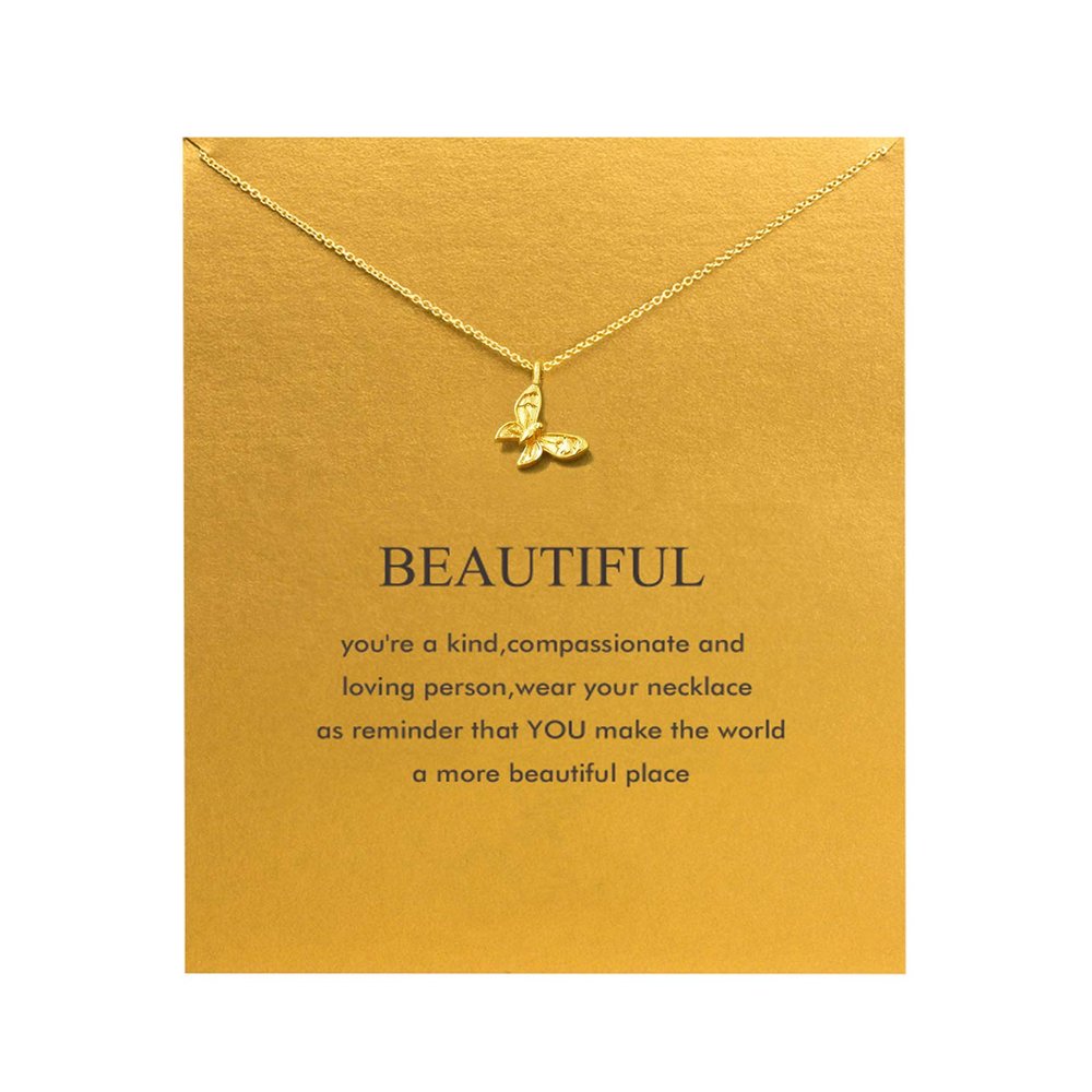 Baydurcan Butterfly Necklace for Women with Message Card Gifts for Friends (Butterfly)