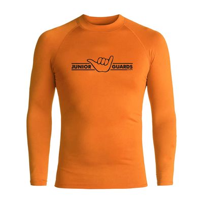 eBodyboarding Junior Guard Shaka Bar Long Sleeve UV ProtectiveRashguard Sun Shirt - Orange/Black - XL