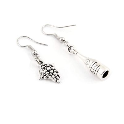 1Pair Mix Creative Grapes And Wine Glasses Charms Hangle Earrings For Women Ornaments Party Gift Jewelry