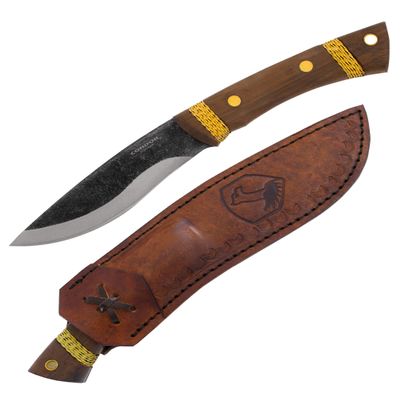 Condor Tool & Knife Large Huron Bushcraft Knife - 1095 High-Carbon Steel Blade - Full-Tang Construction - Ergonomic Walnut Handle - Handcrafted Leather Sheath - Ideal for Bushcraft, Camping & Survival