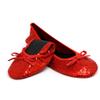 Silky Toes Womens Foldable Ballet Flats  Portable Roll-Up Slippers for Purse, Travel, or Events  Comfortable Ballerina Shoes (Red Sequins, Large) view 3