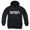 NASA Worm Logo Unisex Youth Pull-Over Hoodie for Boys and Girls, Medium Black view 1
