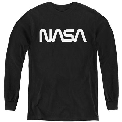 NASA Worm Logo Youth Long Sleeve T Shirt, X-Large Black