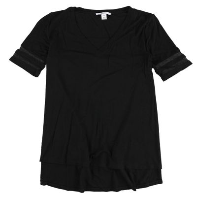 bar III Short Sleeve Illusion Varsity Tee (Black, M)