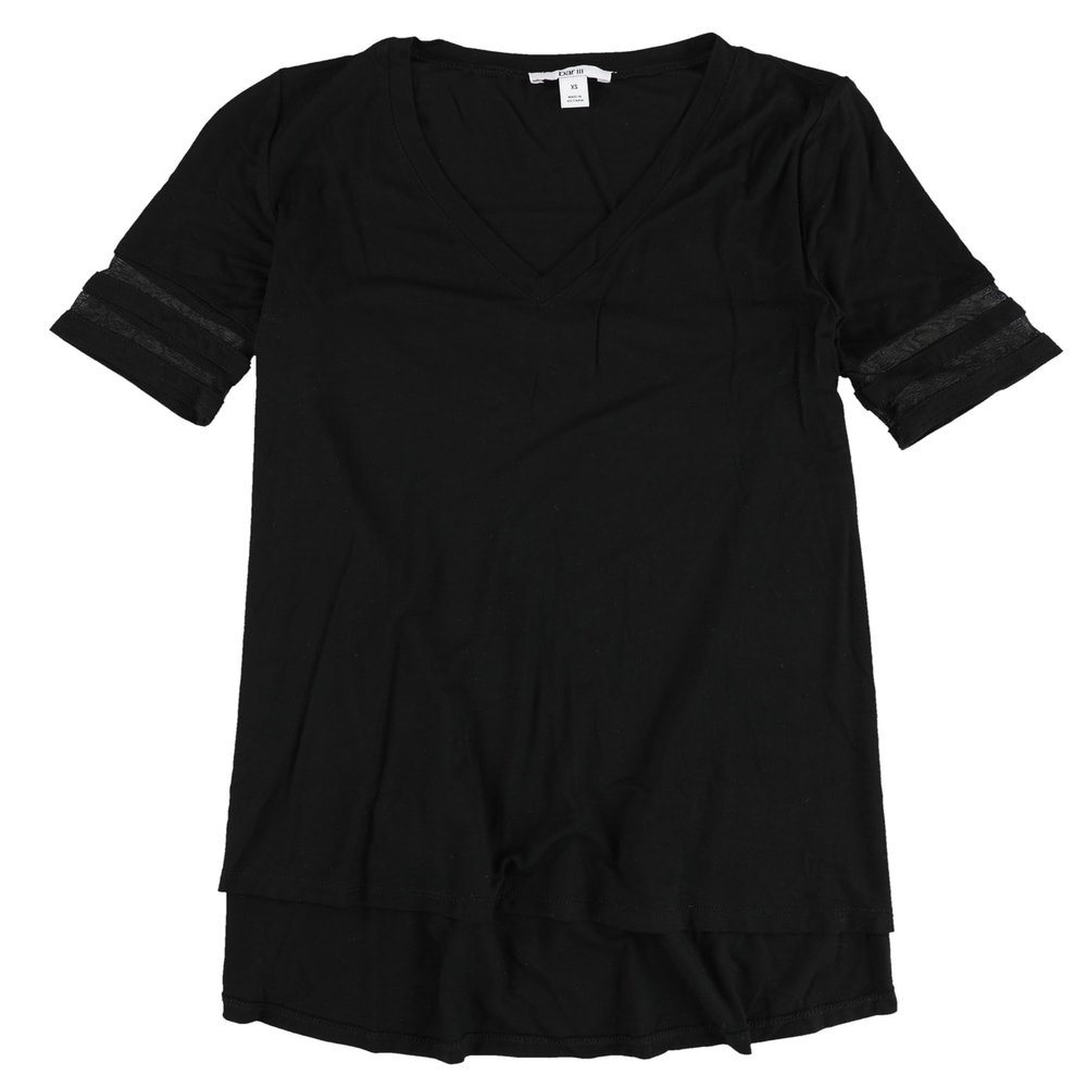 bar III Short Sleeve Illusion Varsity Tee (Black, M)