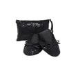 Silky Toes Foldable Flats for Women  Portable Ballet Shoes for Weddings, Parties, Events, Travel  Compact Purse Slippers (Medium, Black Sequins) view 1