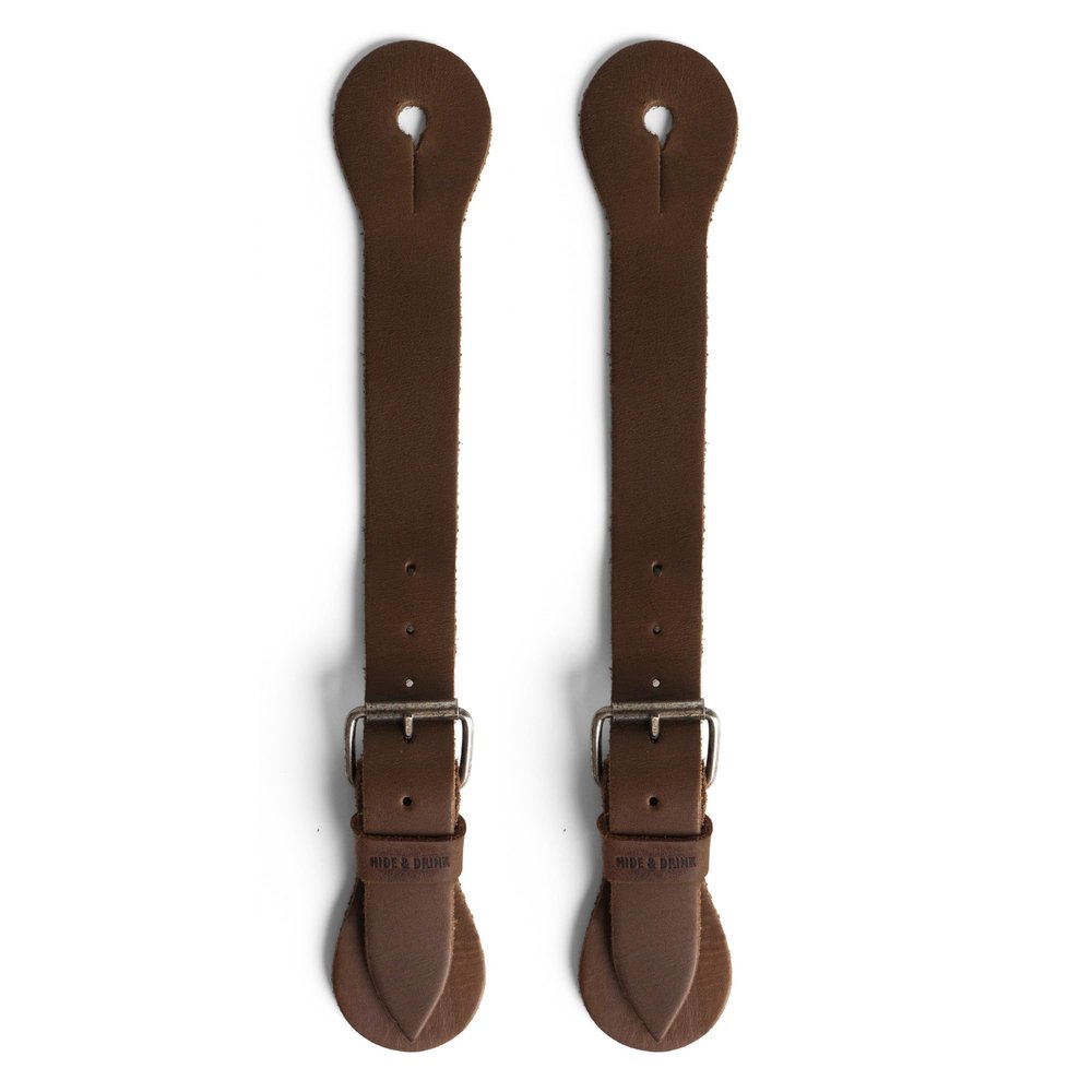 Hide & Drink, Sturdy Durable Leather Single Spur Straps (2 Pieces), Cowboy Outfit Boots, Rodeo, Western, Equipment, Classic Vintage Style, Handmade (Bourbon Brown)