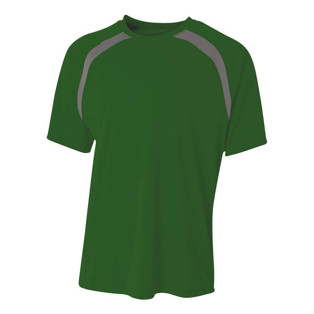 Adult Large Forest/Graphite Color Block Short Sleeve Crew