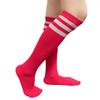 COUVER Striped Women's Cotton Knee High Tube Socks, Women Shoe Size 5-9, Bright Pink/White, 1 Pair view 1