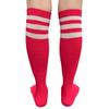 COUVER Striped Women's Cotton Knee High Tube Socks, Women Shoe Size 5-9, Bright Pink/White, 1 Pair view 2