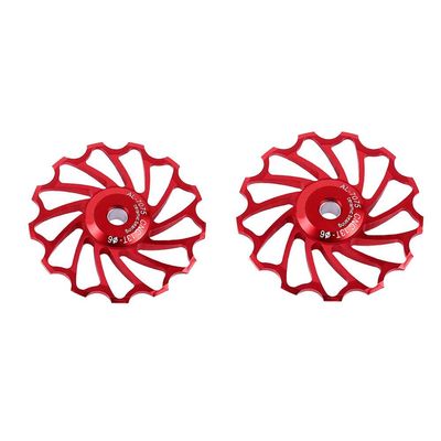 ASHATA Derailleur Pulley 11T Wheels Wheel Ceramic Pulley Aluminium Alloy Roller Accessory Support 7/8/9/10 Speed for (Red,13T)