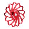 ASHATA Derailleur Pulley 11T Wheels Wheel Ceramic Pulley Aluminium Alloy Roller Accessory Support 7/8/9/10 Speed for (Red,13T) view 4