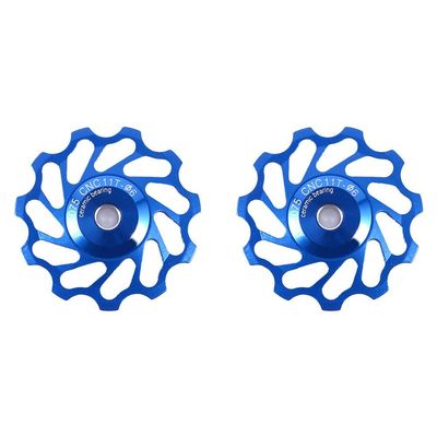 ASHATA Derailleur Pulley 11T Wheels Wheel Ceramic Pulley Aluminium Alloy Roller Accessory Support 7/8/9/10 Speed for (Blue,11T)
