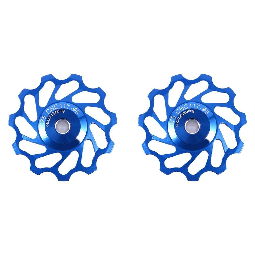 ASHATA Derailleur Pulley 11T Wheels Wheel Ceramic Pulley Aluminium Alloy Roller Accessory Support 7/8/9/10 Speed for (Blue,11T)