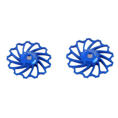 ASHATA Derailleur Pulley 11T Wheels Wheel Ceramic Pulley Aluminium Alloy Roller Accessory Support 7/8/9/10 Speed for (Blue,13T)