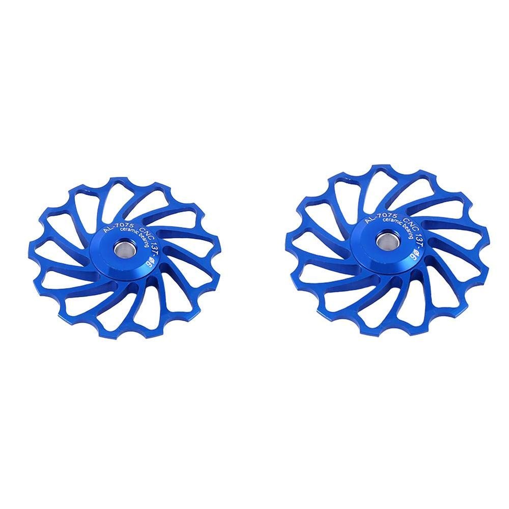 ASHATA Derailleur Pulley 11T Wheels Wheel Ceramic Pulley Aluminium Alloy Roller Accessory Support 7/8/9/10 Speed for (Blue,13T)