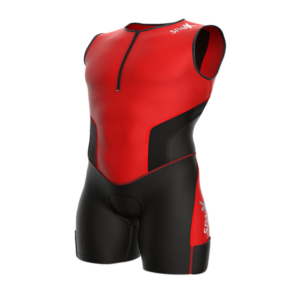 Sparx X Triathlon Suit Men Racing Tri Cycling Skin Suit Bike Swim Run (Red_Elite, XL)