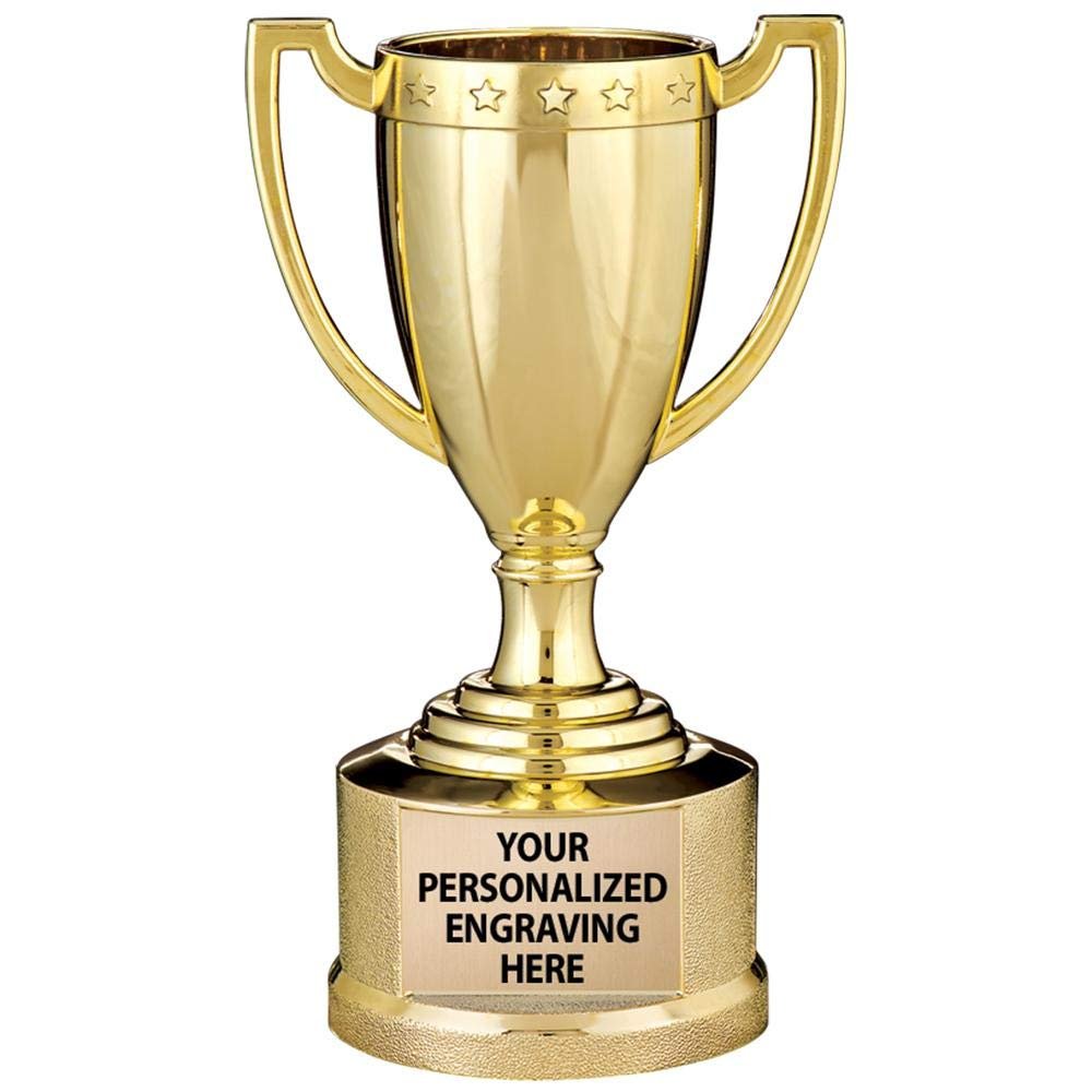 Crown Awards Gold Trophy Cup, 5 1/2" Shiny Gold Award Trophy Cups, Great for Custom Trophy Keepsake, Free Engraving, 12 Pack