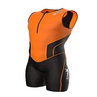 Sparx X Triathlon Suit Men Racing Tri Cycling Skin Suit Bike Swim Run (Orange, Medium)