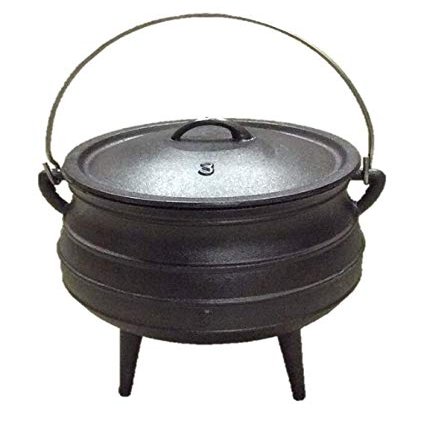 Cuisiland 8.5QT Cast Iron Potjie Cauldron Pot with Lid & 3 Legs Pre-Seasoned South African-Style Campfire Pot for Outdoor Cooking, Soups, Stews & Braising Heavy-Duty Cast Iron Dutch Oven