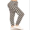 Leggings Depot Women's Relaxed fit Jogger Pants - Track Cuff Sweatpants with Pockets-S534, Medium, B&W Checkered view 1