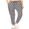 Leggings Depot Women's Relaxed fit Jogger Pants - Track Cuff Sweatpants with Pockets-S534, Medium, B&W Checkered view 2