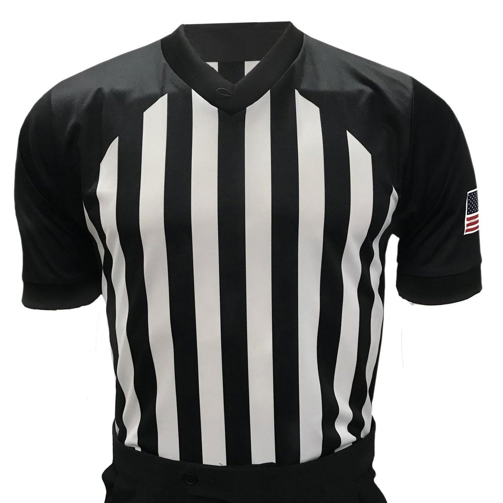 Smitty Men's Collegiate Basketball Referee Shirt - Made in The USA (4X-Large) White/Black