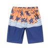 Boy's Spandex Hawaiian Beach Board Shorts with Elastic Tie and Pocket in Honu Turtles in Orange and Navy 6 view 4