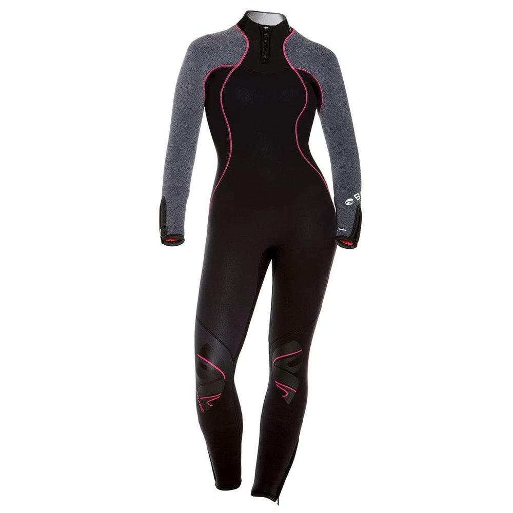 BARE 5MM Women's Nixie Ultra Full Wetsuit | Great for Scuba Diving | Comfortable Full Stretch Neoprene | Long Sleeve | Unique Omnired Material Woven into Fabric for Added Warmth | Grey Healther 10
