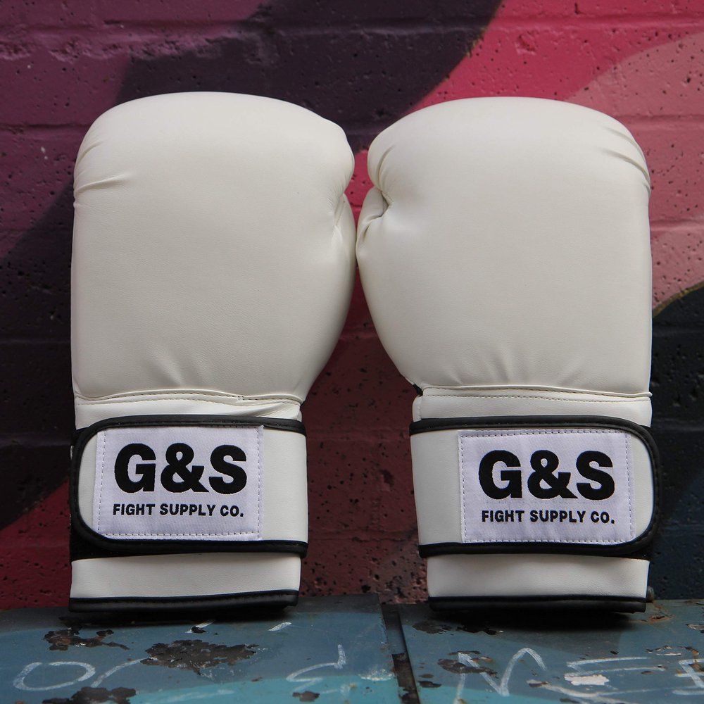 G&S Fight Supply Co. Premium Training Glove - White and Black 14oz