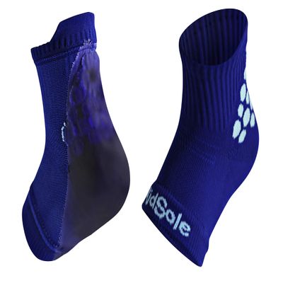 KidSole RX Gel Sports Sock for Kids with heel sensitivity from Severs Disease, Plantar Fasciitis (Kid's 2-7, Blue)